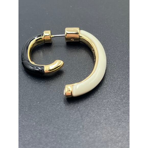 DEMARSON Luna Black Cream Half Hoop Front Back Resin Versatile Earrings - Picture 10 of 13